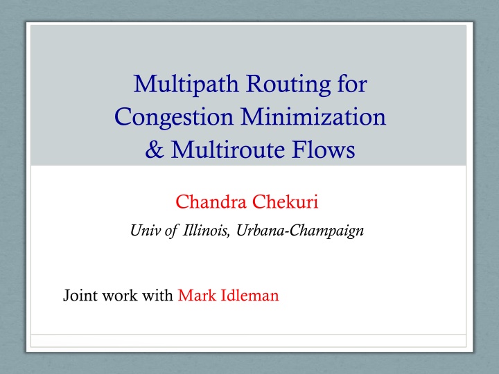 multipath routing for congestion minimization