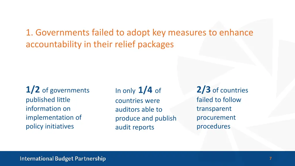 1 governments failed to adopt key measures