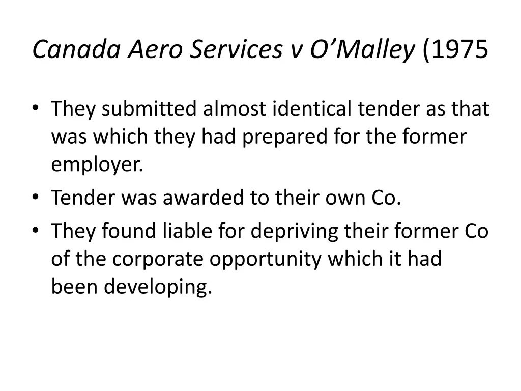 canada aero services v o malley 1975