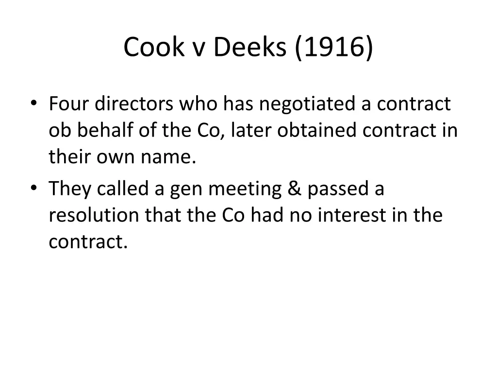 cook v deeks 1916