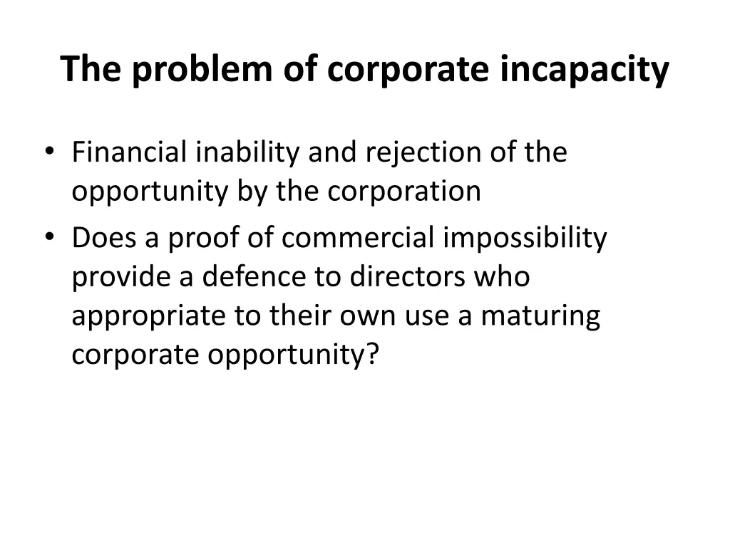 the problem of corporate incapacity