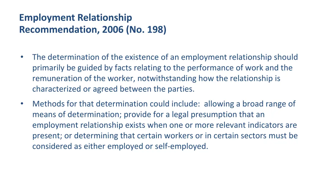 employment relationship recommendation 2006 no 198 1