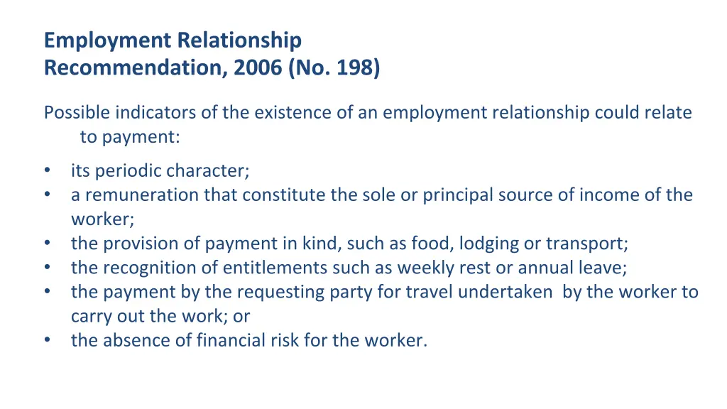 employment relationship recommendation 2006 no 198 2