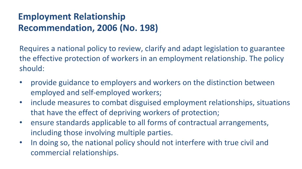 employment relationship recommendation 2006 no 198