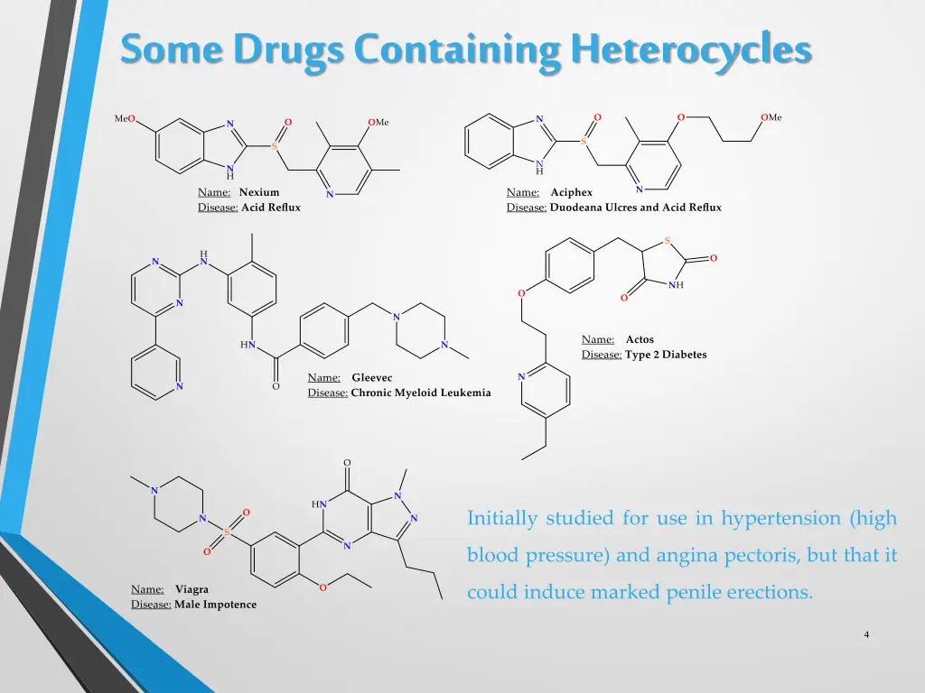 some drugs containing heterocycles