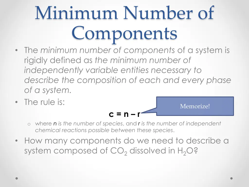 minimum number of components the minimum number