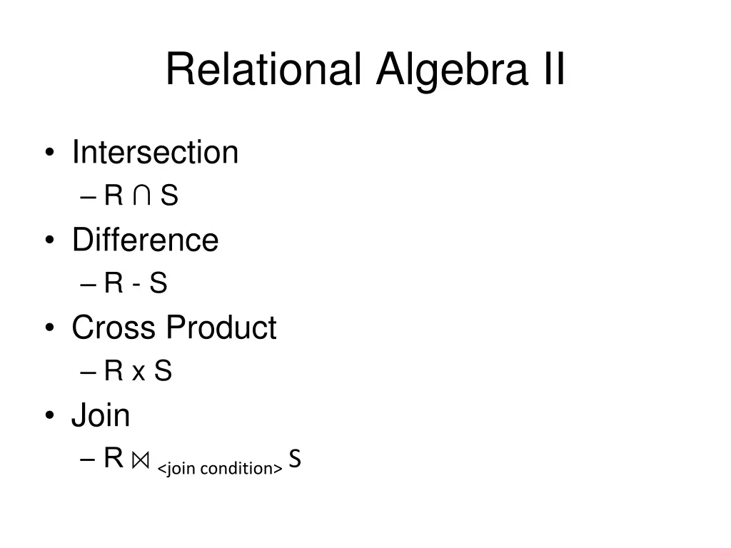 relational algebra ii