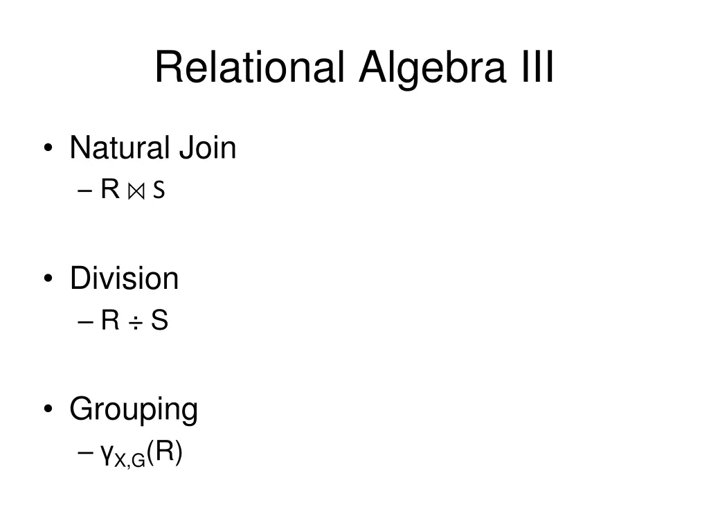 relational algebra iii