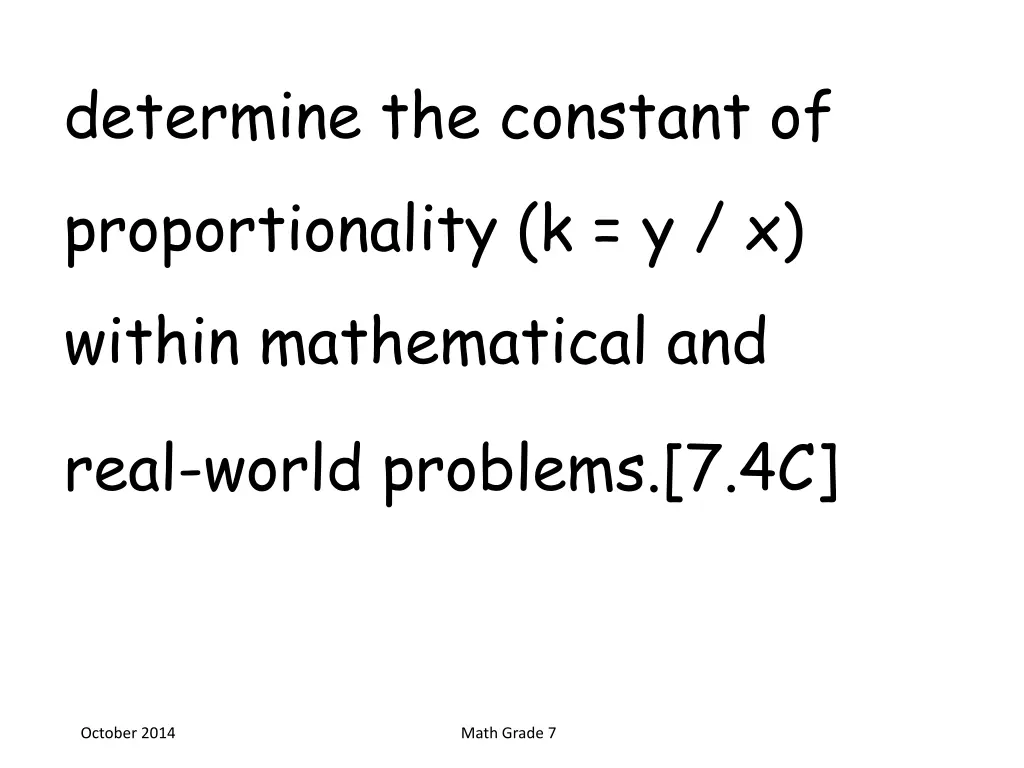 determine the constant of proportionality