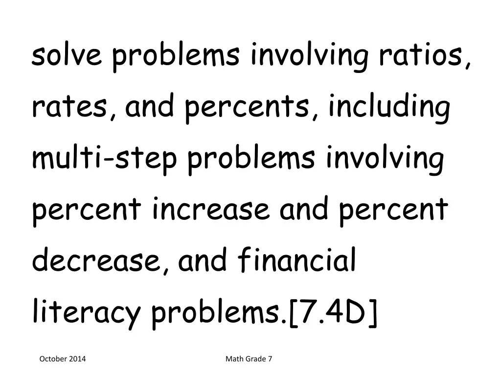 solve problems involving ratios rates