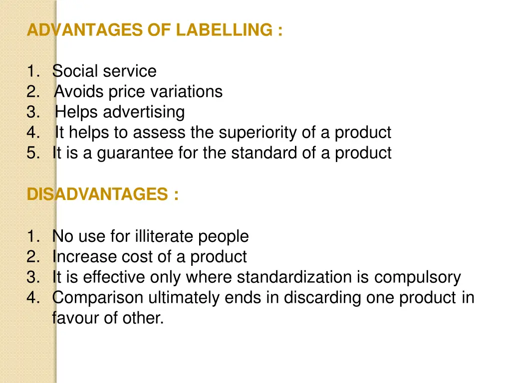 advantages of labelling