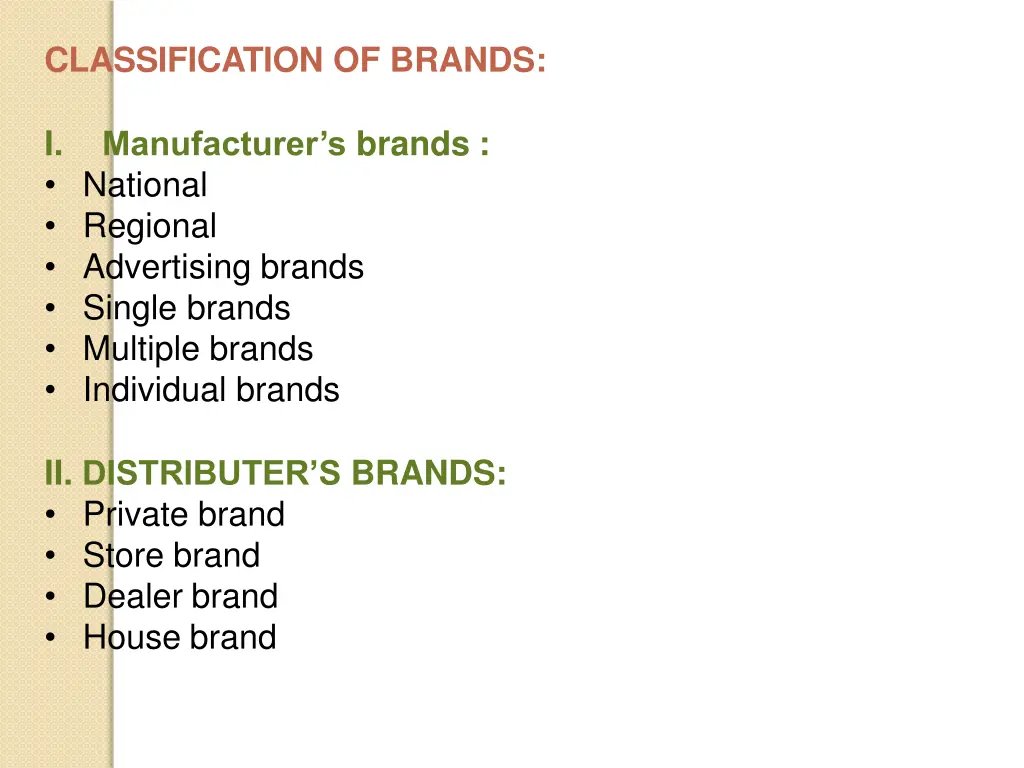 classification of brands