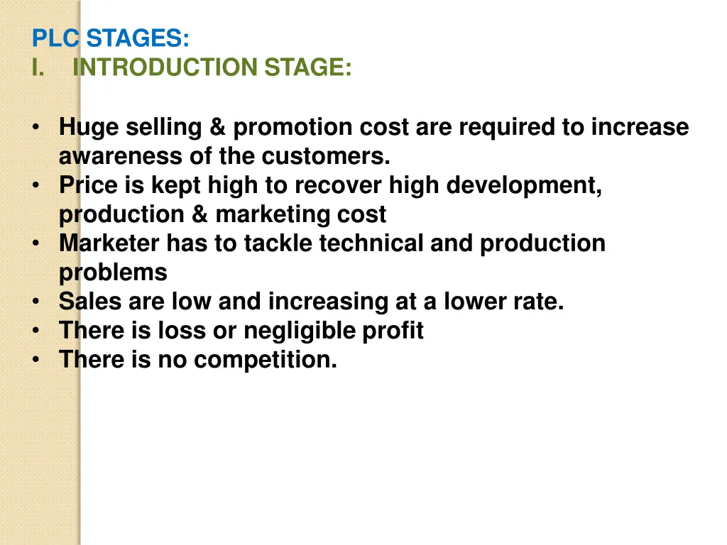 plc stages i introduction stage