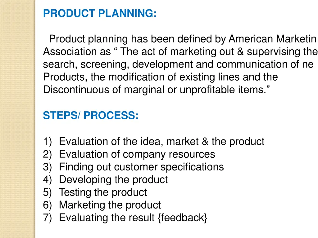 product planning