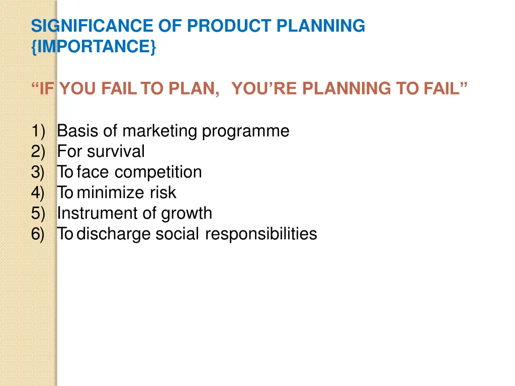 significance of product planning importance