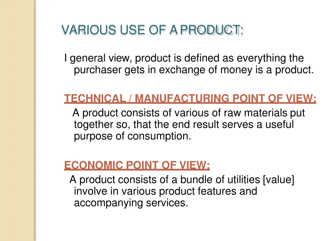 various use of aproduct