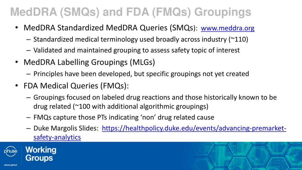 meddra smqs and fda fmqs groupings