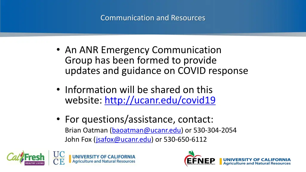 communication and resources