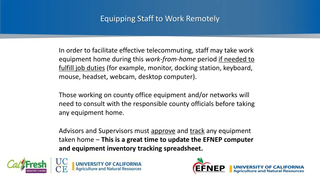 equipping staff to work remotely