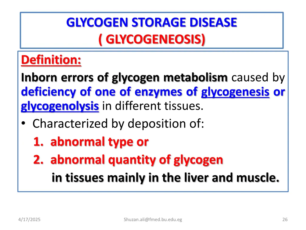 glycogen storage disease glycogeneosis definition