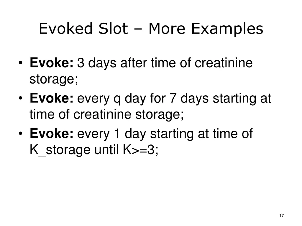 evoked slot more examples
