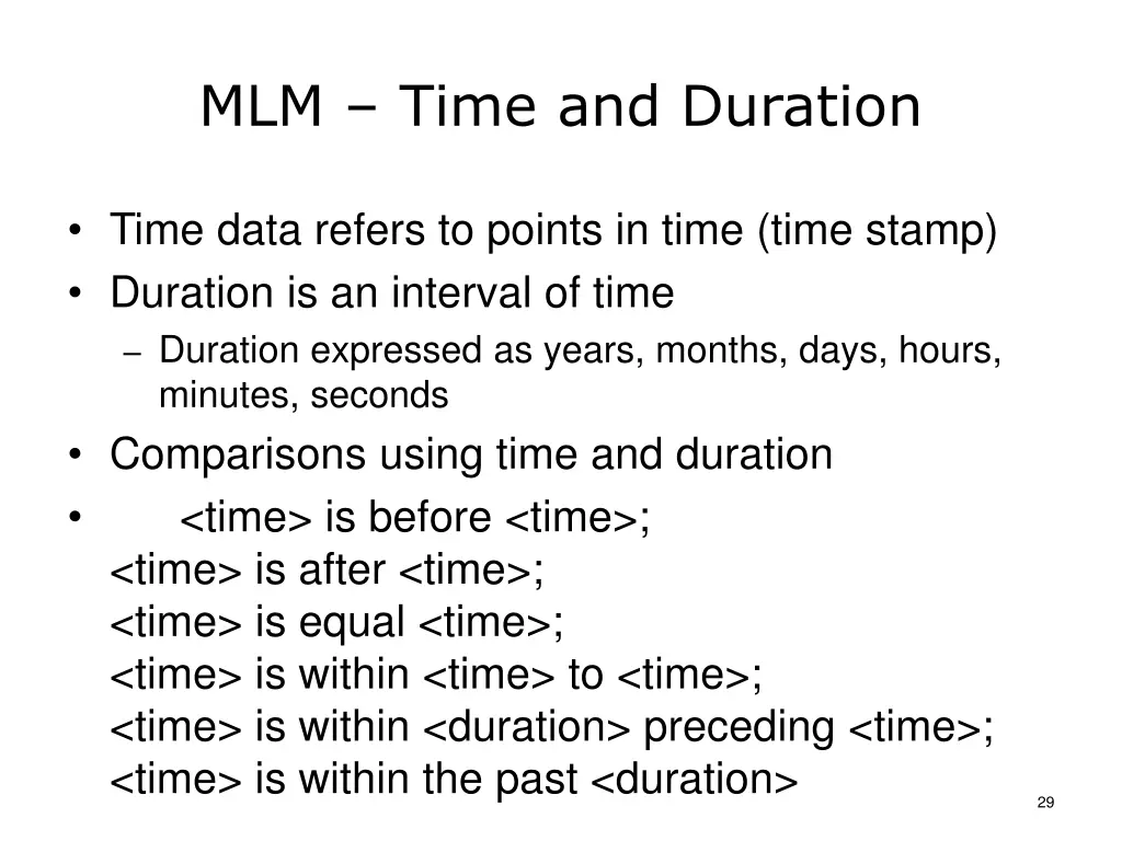 mlm time and duration