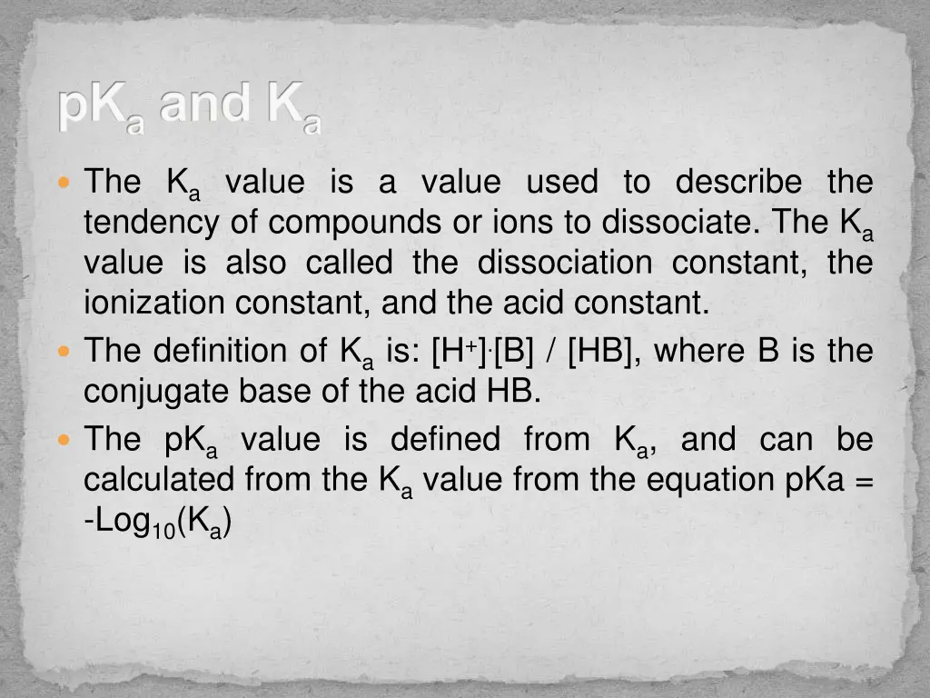pk a and k a
