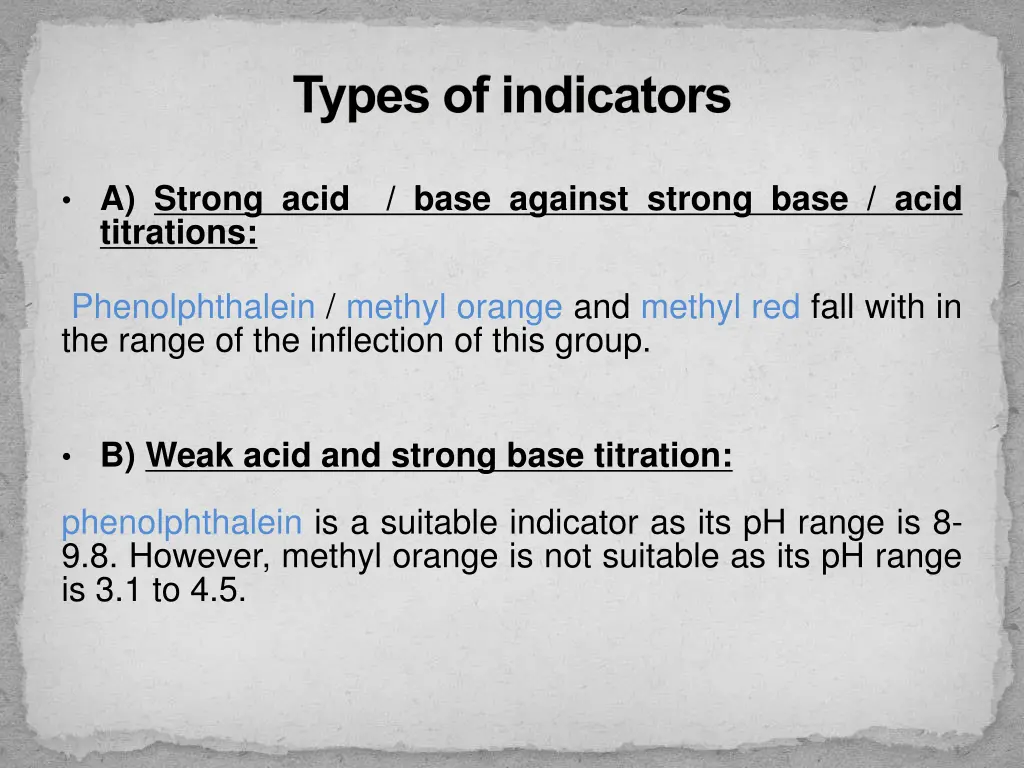 types of indicators