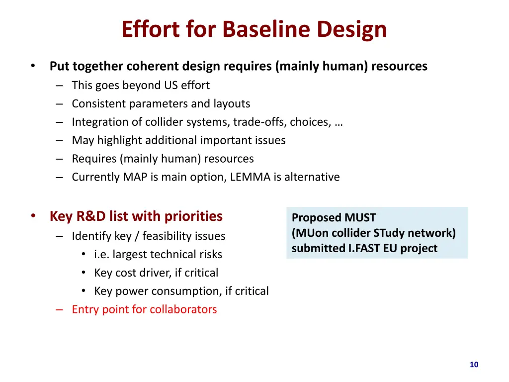 effort for baseline design