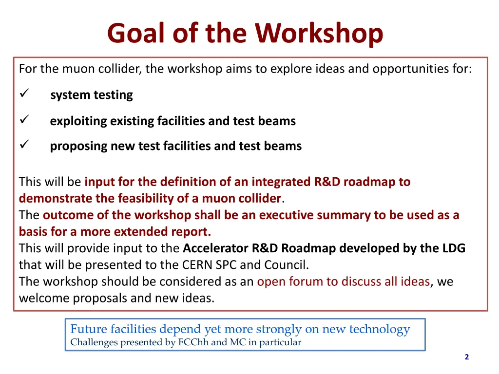 goal of the workshop