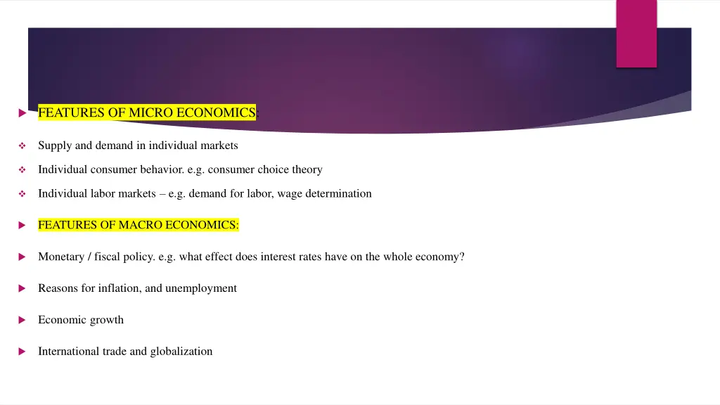 features of micro economics