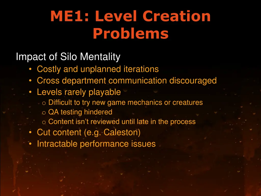 me1 level creation problems 1