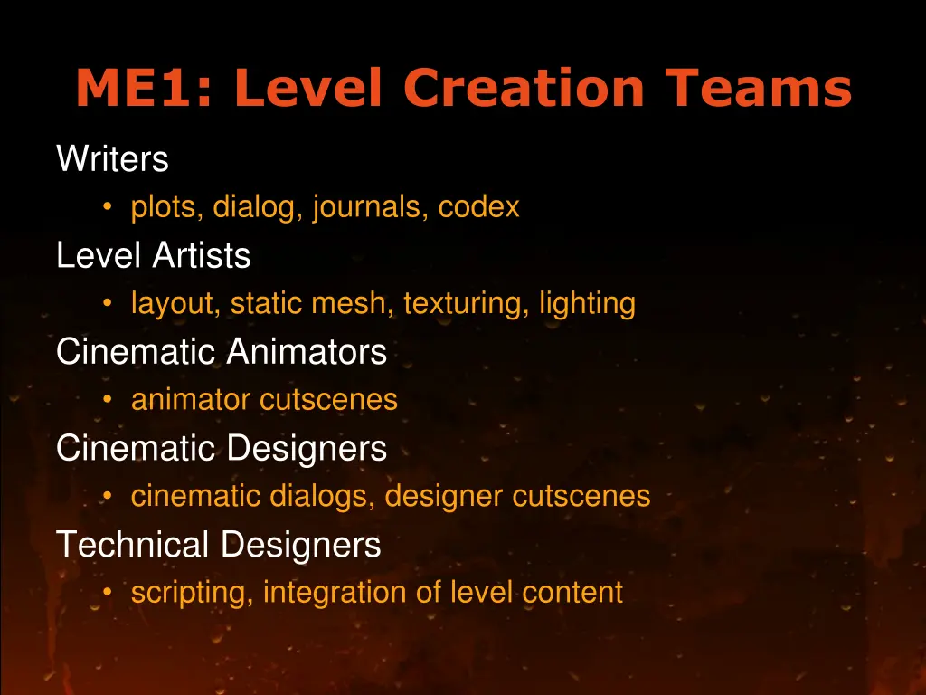 me1 level creation teams