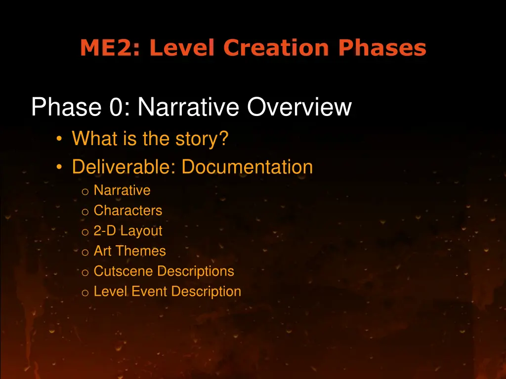 me2 level creation phases 1