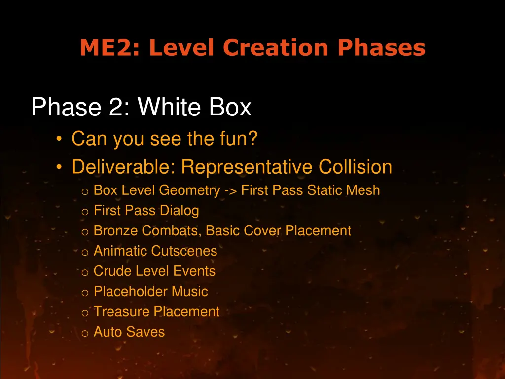 me2 level creation phases 3