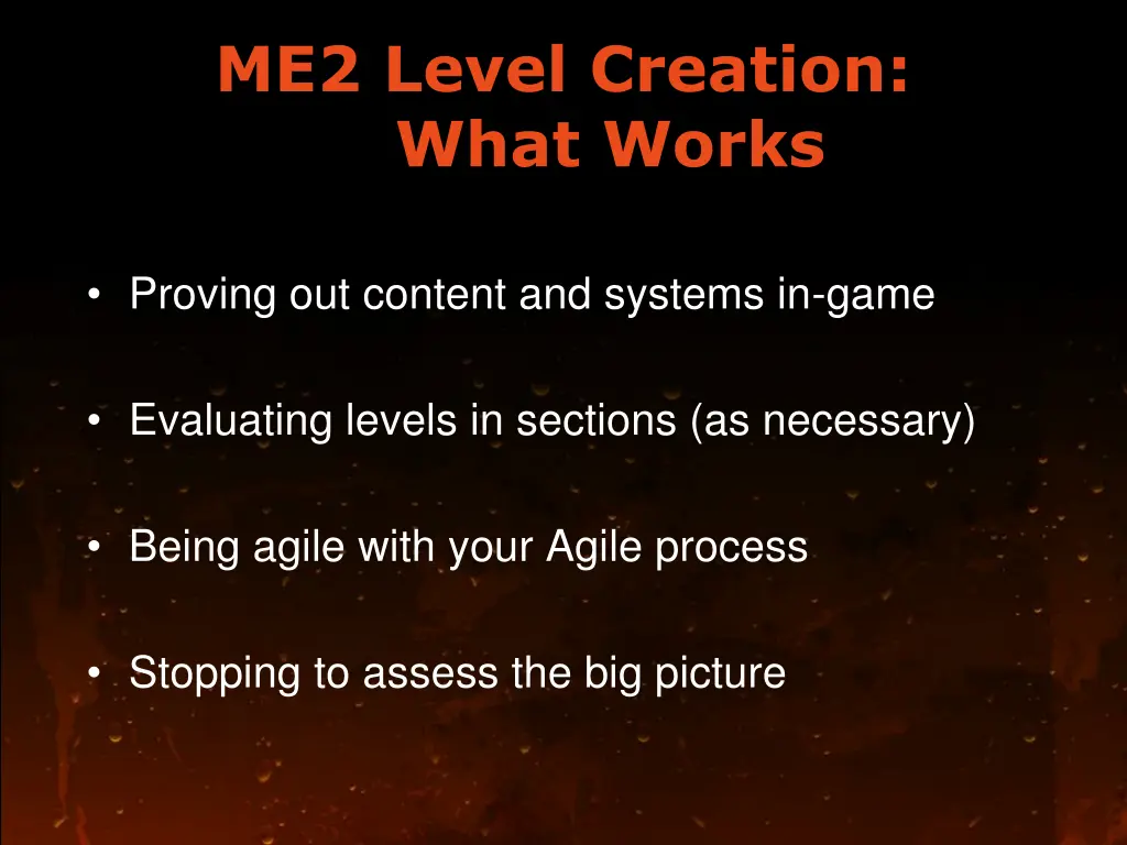 me2 level creation what works 1