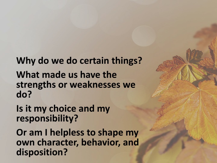 why do we do certain things what made us have