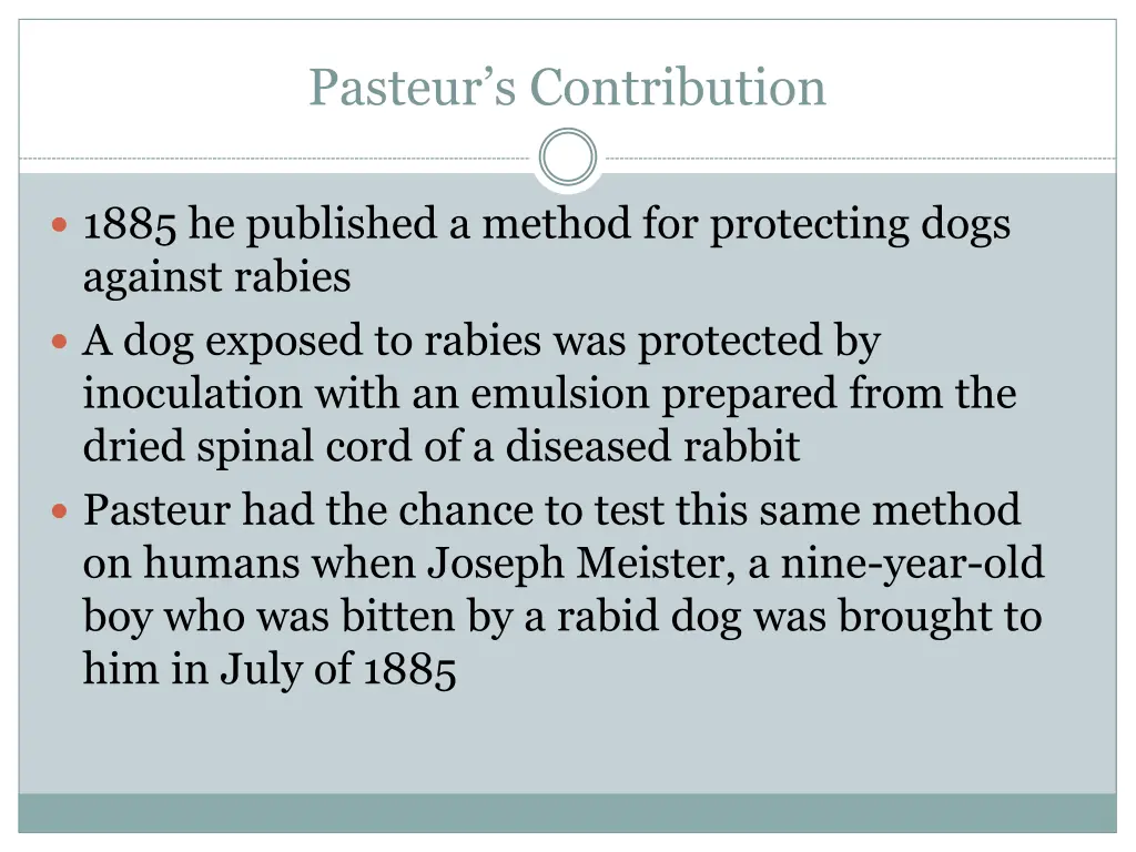 pasteur s contribution
