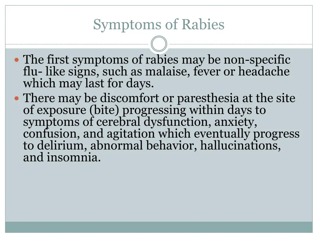 symptoms of rabies