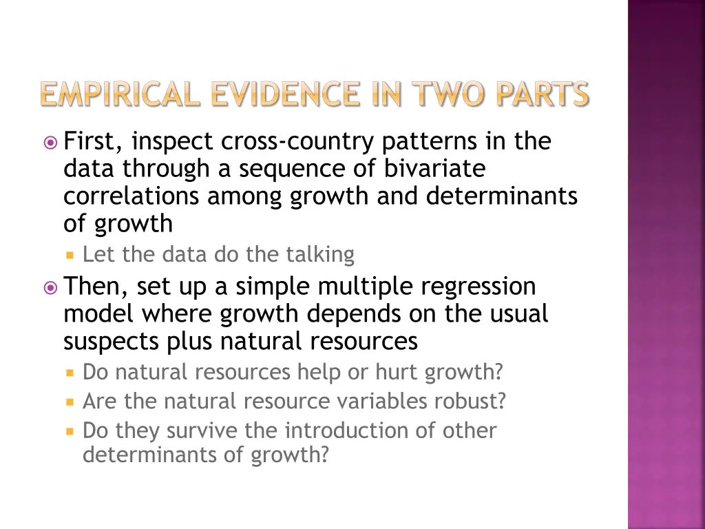 empirical evidence in two parts