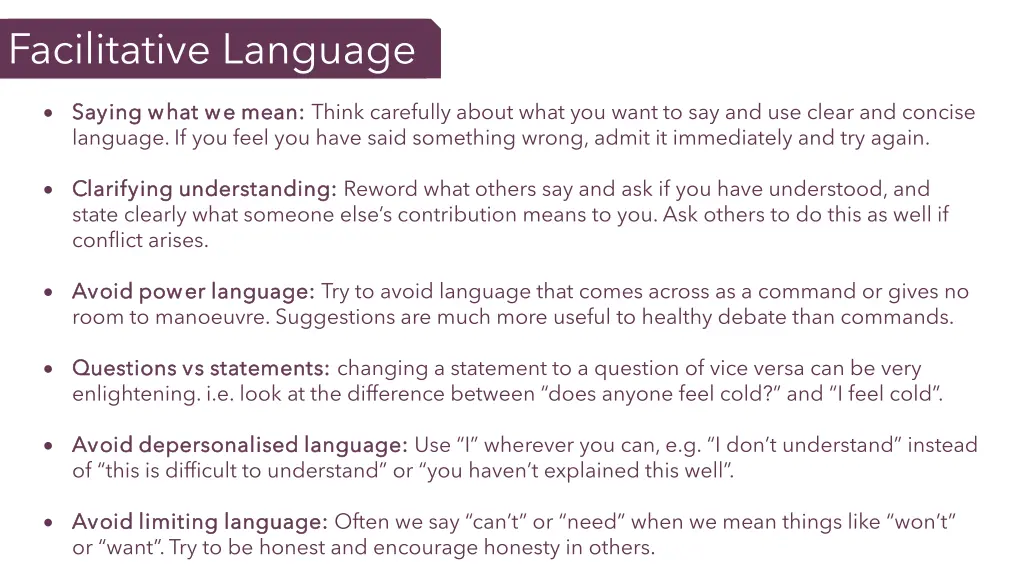 facilitative language