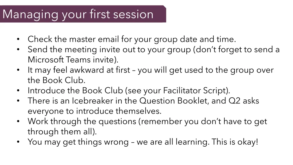 managing your first session