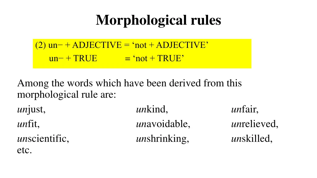 morphological rules 1