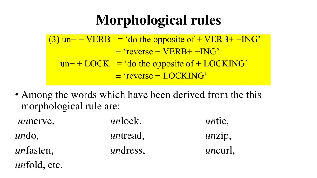 morphological rules 2