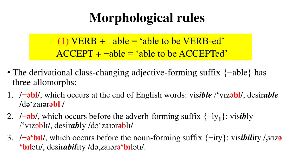 morphological rules