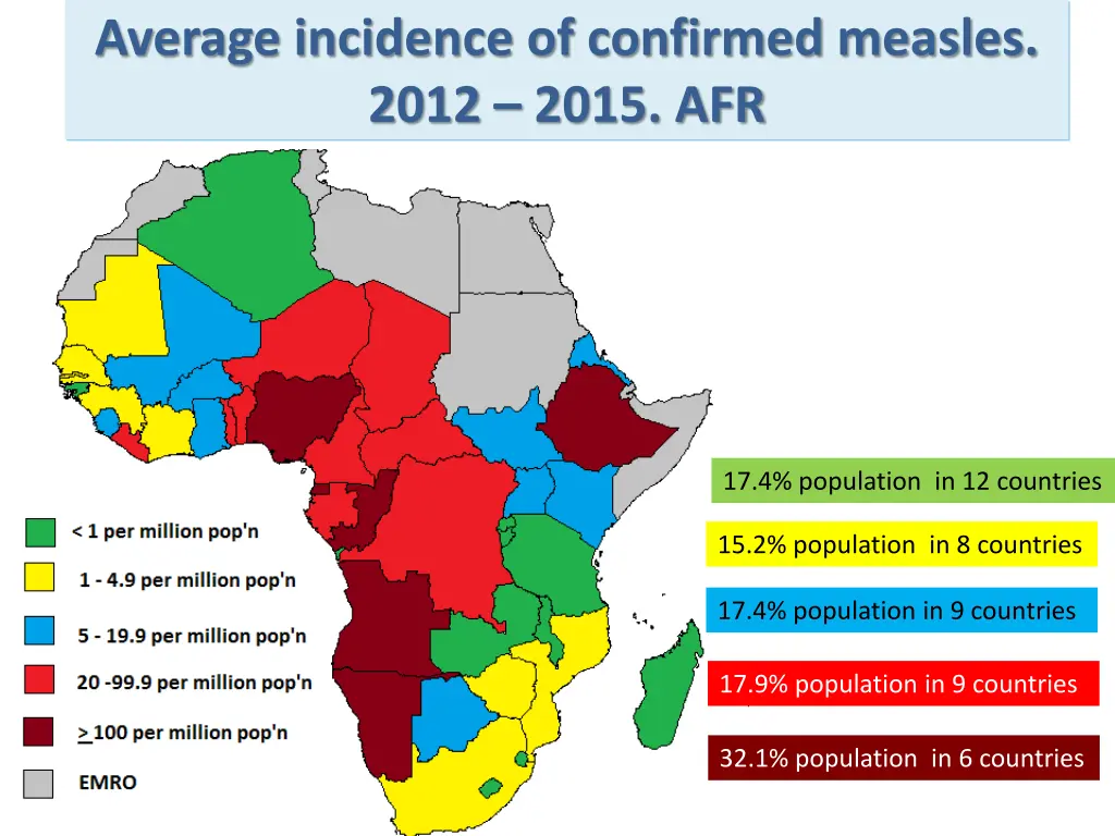 average incidence of confirmed measles 2012 2015