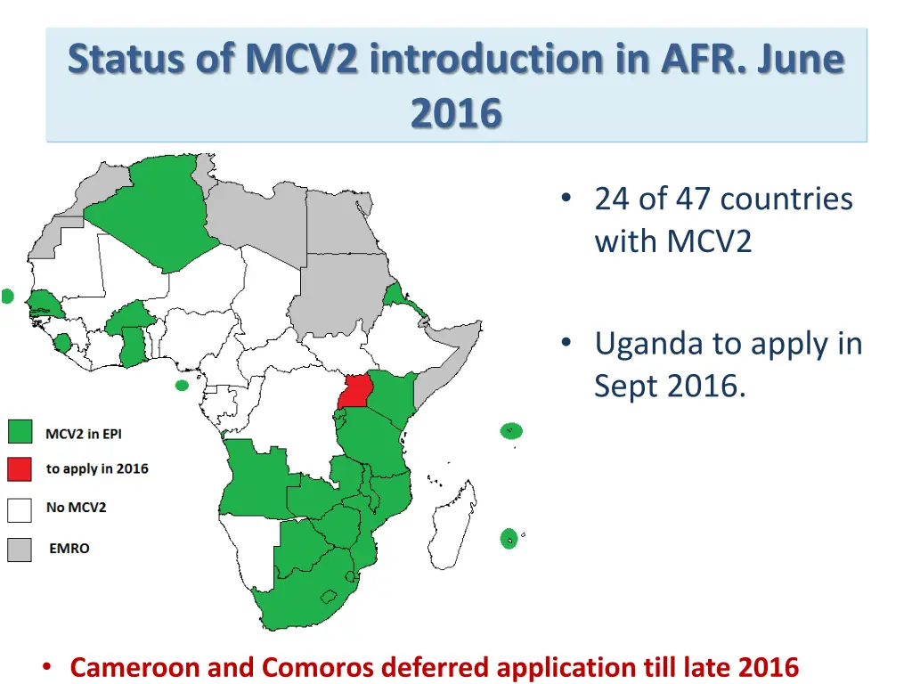 status of mcv2 introduction in afr june 2016