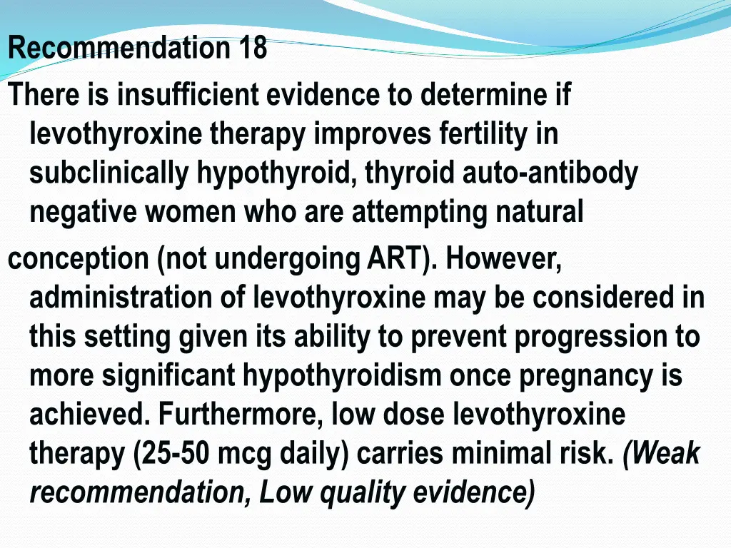 recommendation 18 there is insufficient evidence