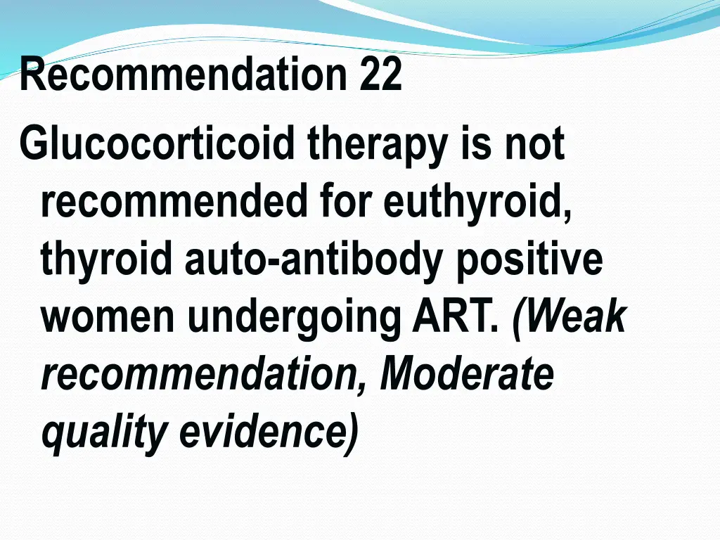 recommendation 22 glucocorticoid therapy