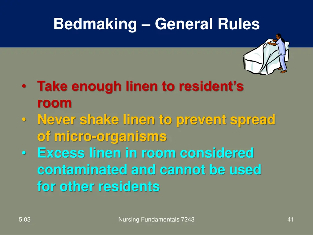 bedmaking general rules 1